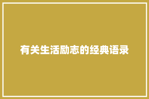 有关生活励志的经典语录