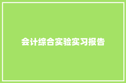 会计综合实验实习报告