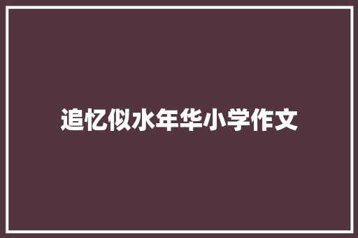 追忆似水年华小学作文 报告范文