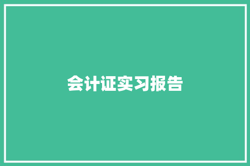 会计证实习报告