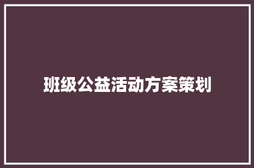 班级公益活动方案策划