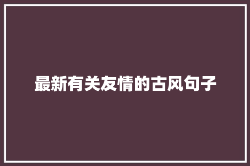 最新有关友情的古风句子