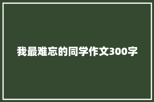 我最难忘的同学作文300字