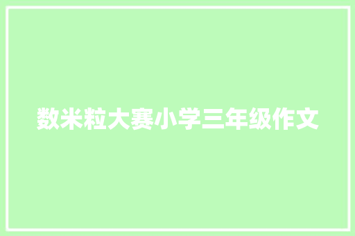 数米粒大赛小学三年级作文