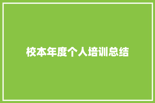 校本年度个人培训总结 论文范文