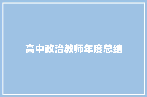 高中政治教师年度总结