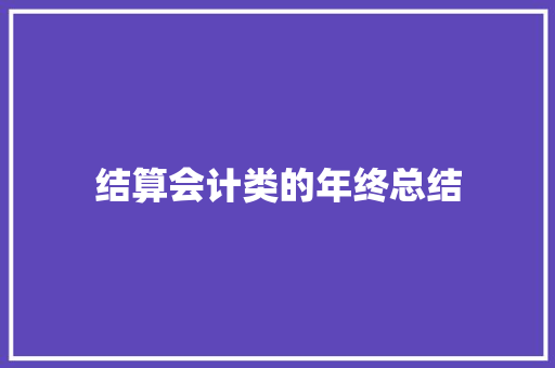 结算会计类的年终总结 论文范文