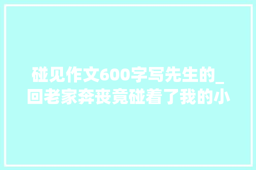 碰见作文600字写先生的_回老家奔丧竟碰着了我的小学师长教师昔时他对我的伤害至今难忘 求职信范文