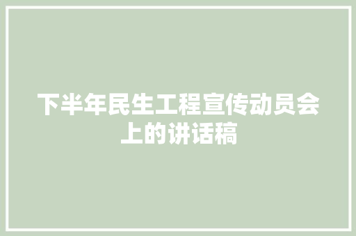 下半年民生工程宣传动员会上的讲话稿