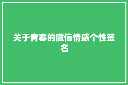 关于青春的微信情感个性签名