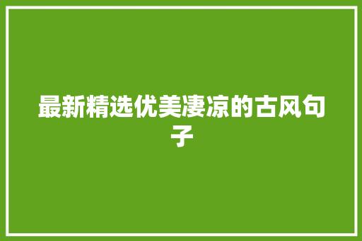 最新精选优美凄凉的古风句子