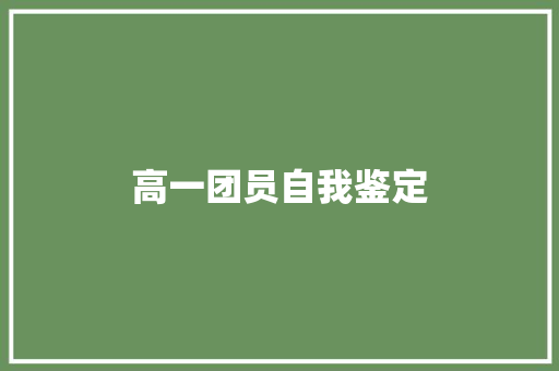 高一团员自我鉴定