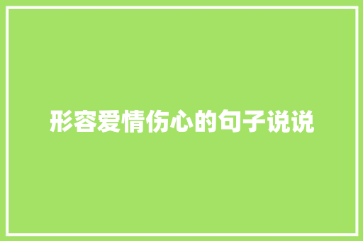 形容爱情伤心的句子说说