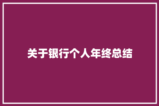 关于银行个人年终总结