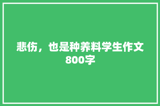 悲伤，也是种养料学生作文800字