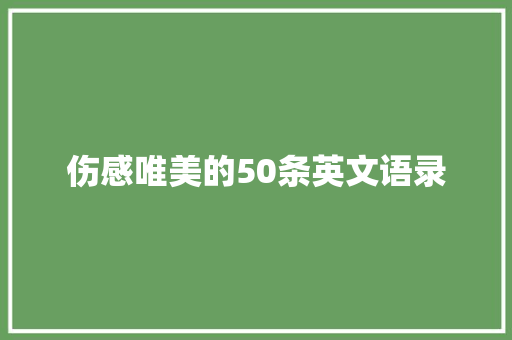 伤感唯美的50条英文语录