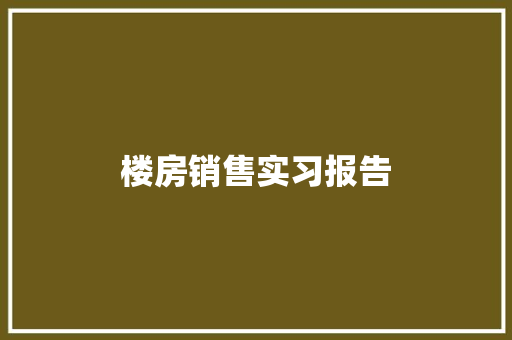 楼房销售实习报告