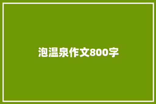 泡温泉作文800字