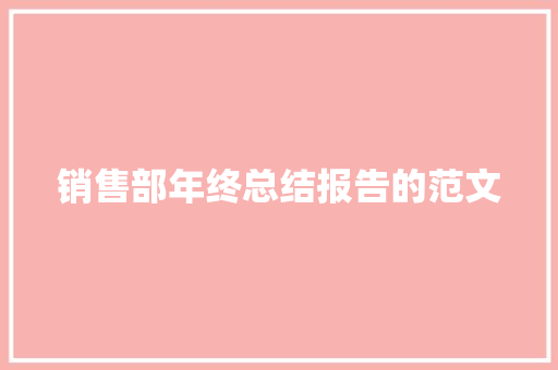 销售部年终总结报告的范文