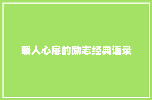 暖人心扉的励志经典语录