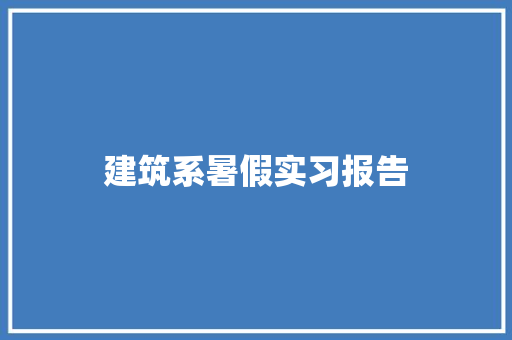 建筑系暑假实习报告