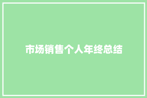 市场销售个人年终总结