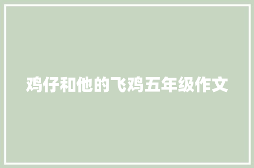 鸡仔和他的飞鸡五年级作文