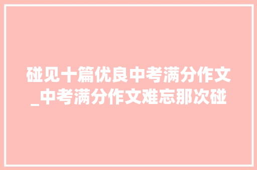 碰见十篇优良中考满分作文_中考满分作文难忘那次碰见优秀范文2篇 申请书范文