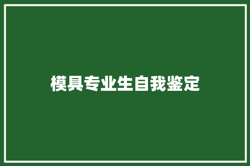 模具专业生自我鉴定