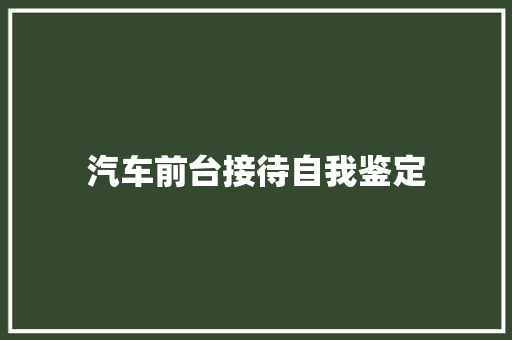 汽车前台接待自我鉴定