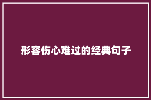 形容伤心难过的经典句子 综述范文