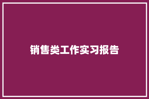 销售类工作实习报告 申请书范文