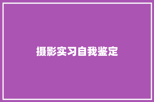 摄影实习自我鉴定