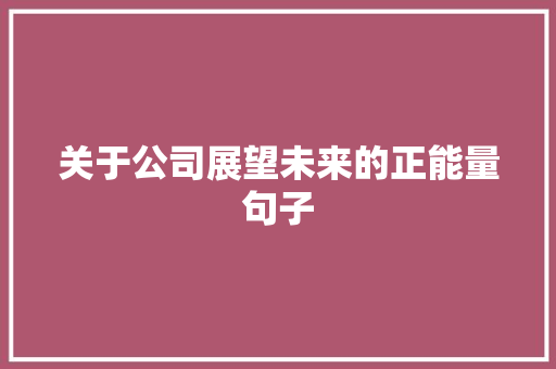 关于公司展望未来的正能量句子