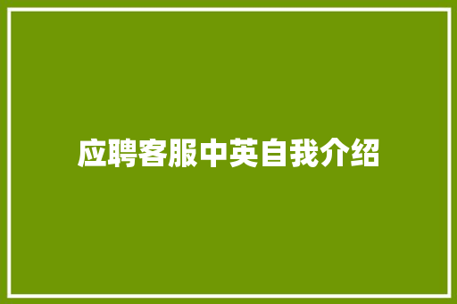 应聘客服中英自我介绍