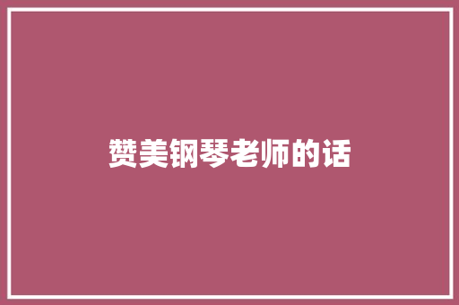 赞美钢琴老师的话