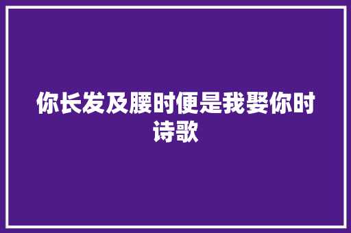 你长发及腰时便是我娶你时诗歌