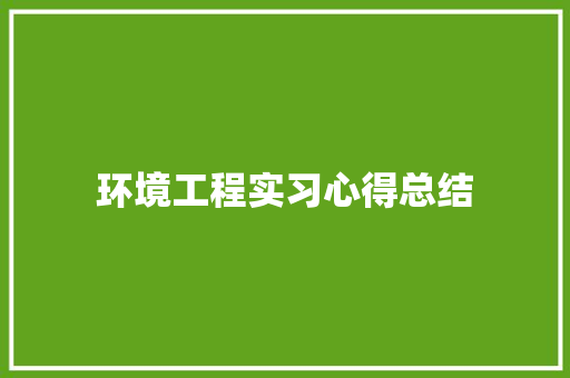 环境工程实习心得总结