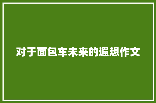 对于面包车未来的遐想作文