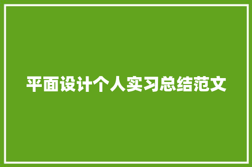 平面设计个人实习总结范文