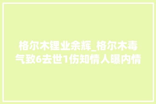 格尔木锂业余辉_格尔木毒气致6去世1伤知情人曝内情进去一个倒一个都吐血了