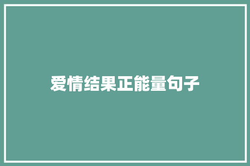 爱情结果正能量句子 生活范文