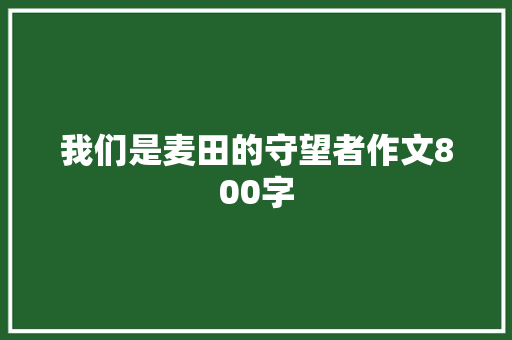 我们是麦田的守望者作文800字