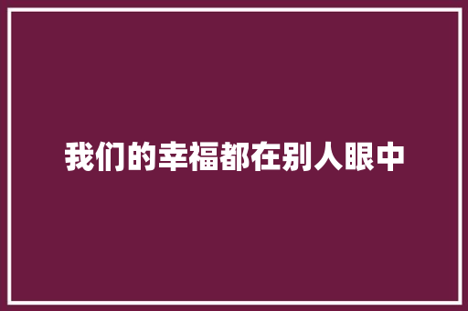 我们的幸福都在别人眼中