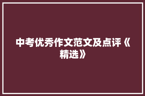 中考优秀作文范文及点评《精选》