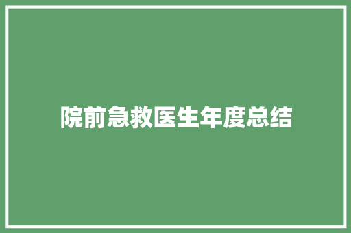 院前急救医生年度总结