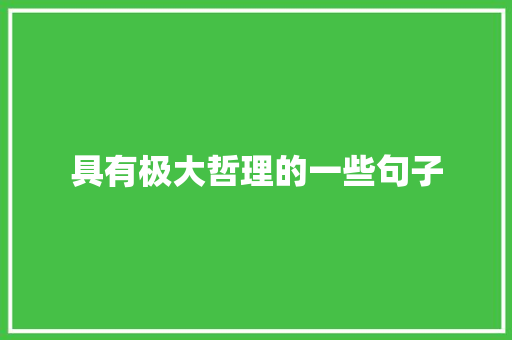 具有极大哲理的一些句子