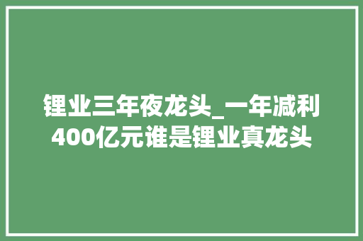 锂业三年夜龙头_一年减利400亿元谁是锂业真龙头