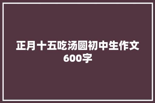 正月十五吃汤圆初中生作文600字