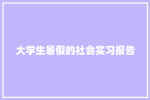 大学生暑假的社会实习报告